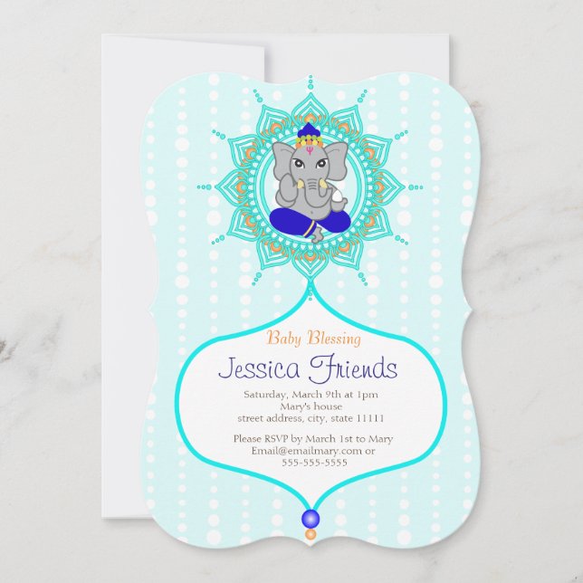 Carte d'invitation Ganesha boy Baby shower 5" x 7" (Devant)