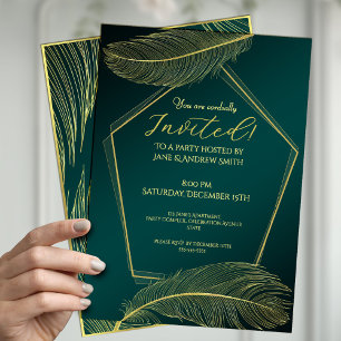 Carte d'invitation géométrique élégante à plume do