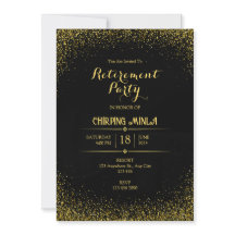 Carte d'invitation Gold and Black Retirement Party