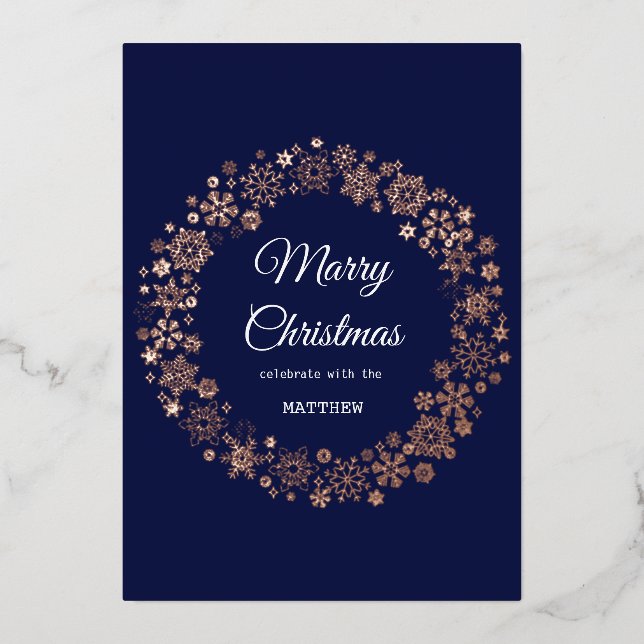 Carte d'invitation Gold Snowflake Frame Holiday (Recto)