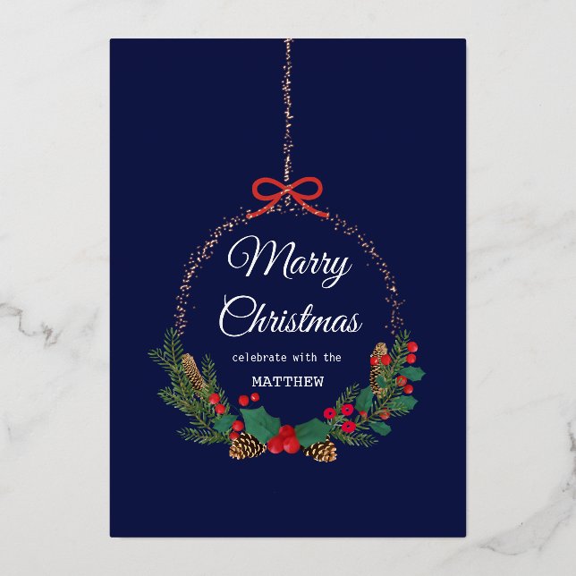 Carte d'invitation Gold Snowflake Frame Holiday (Recto)