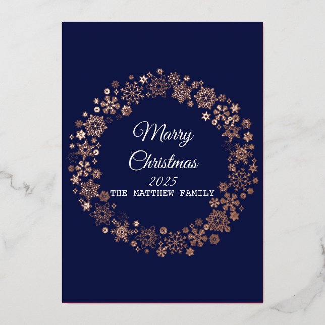 Carte d'invitation Gold Snowflake Frame Holiday (Recto)
