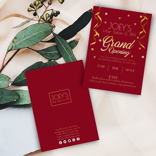 Carte d'invitation Golden Grand Ouverture d'entrep (Créateur téléchargé)