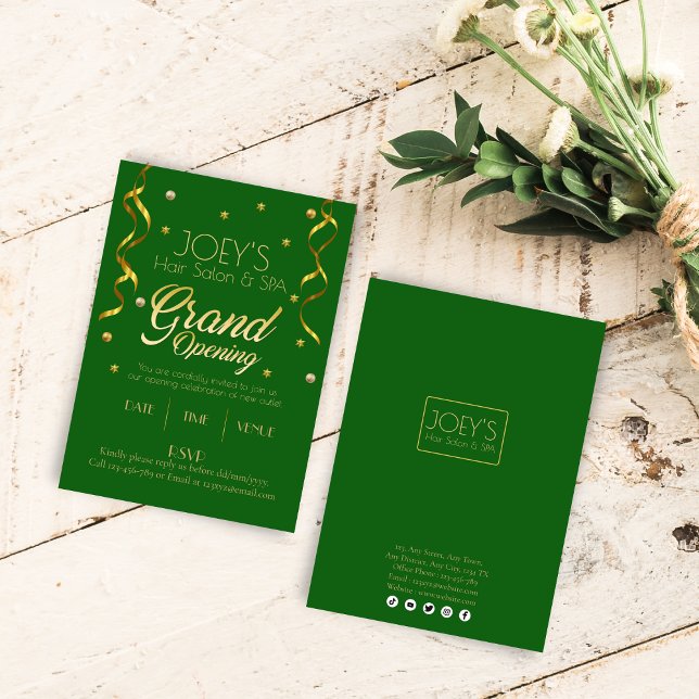 Carte d'invitation Golden Grand Ouverture d'entrep (Créateur téléchargé)