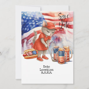 Carte d'invitation Golf 14 juillet chat à retenir 