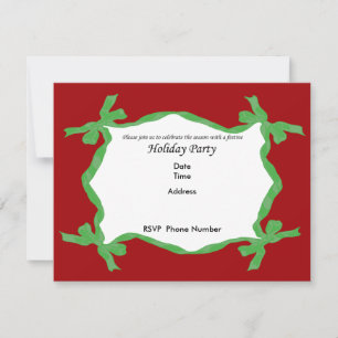 Carte d'invitation Green Ribbon Holiday Party