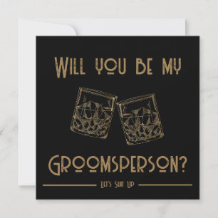 Carte d'invitation Groomsperson Lunettes de whisky