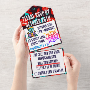 Carte d'invitation Halloween avec design rouge Dép