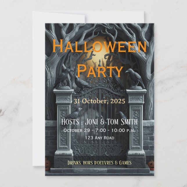 Carte d'invitation Halloween de porte hantée modif (Devant)