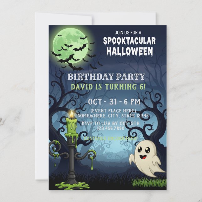Carte d'invitation Halloween éffrayante avec fantô (Devant)