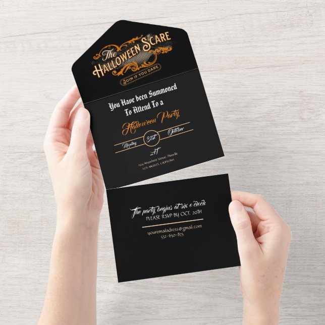 Carte d'invitation Halloween élégante avec RSVP (Déchirure)