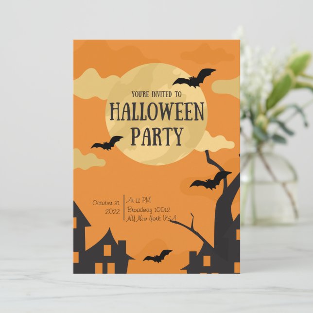 Carte d'invitation Halloween personnalisée (Debout devant)