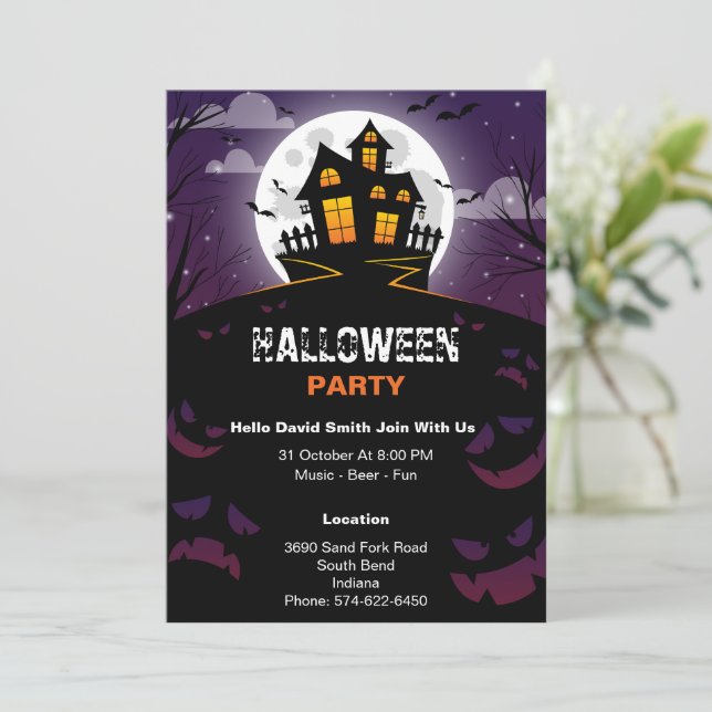Carte d'invitation Halloween personnalisée moderne (Debout devant)