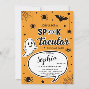 Carte d'invitation Halloween Spooktacular, mignonn