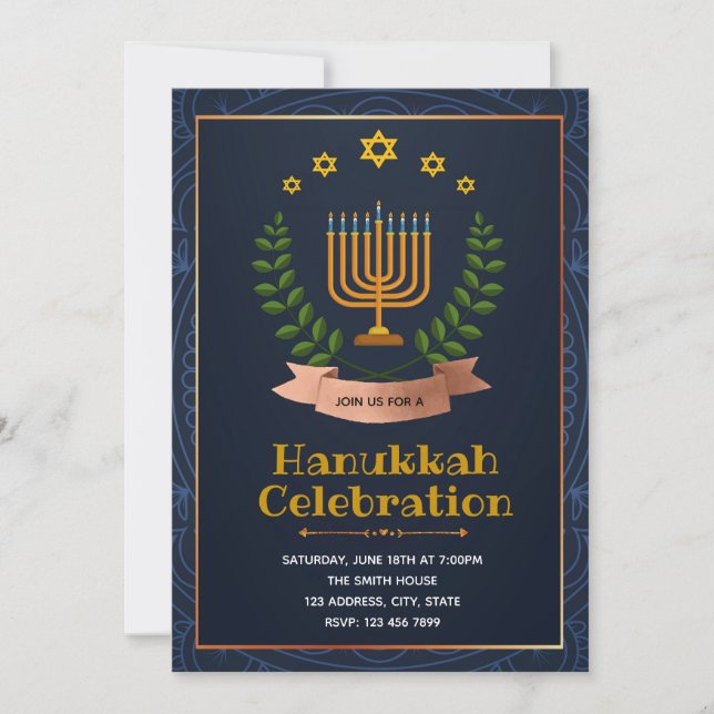 Carte d'invitation Hanukkah joyeuse (Devant)