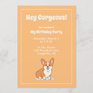 Carte d'invitation "Hey Corgeous" Cute Corgi perso