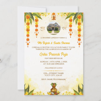Carte d'invitation Hindu Griha Pravesh avec photo