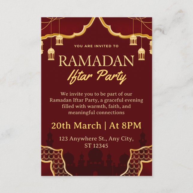 Carte d'invitation Iftar de Ramadan (Devant)
