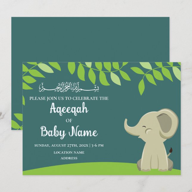 Carte d'invitation immédiatement modifiable Baby A (Devant / Derrière)