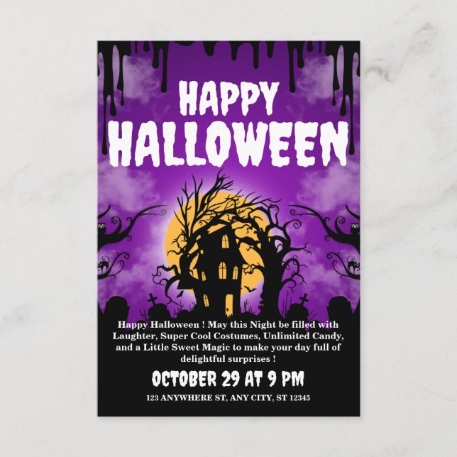 Carte d'invitation Joyeux Halloween (Devant)
