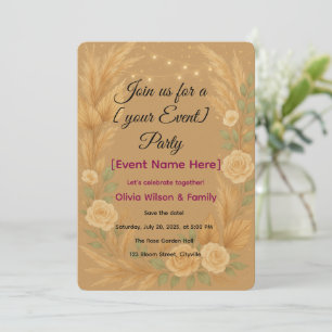 Carte d'invitation Lanterne Florale Élégante
