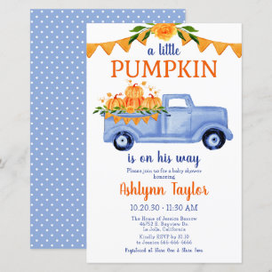 Carte d'invitation Little Pumpkin Boy Baby Shower