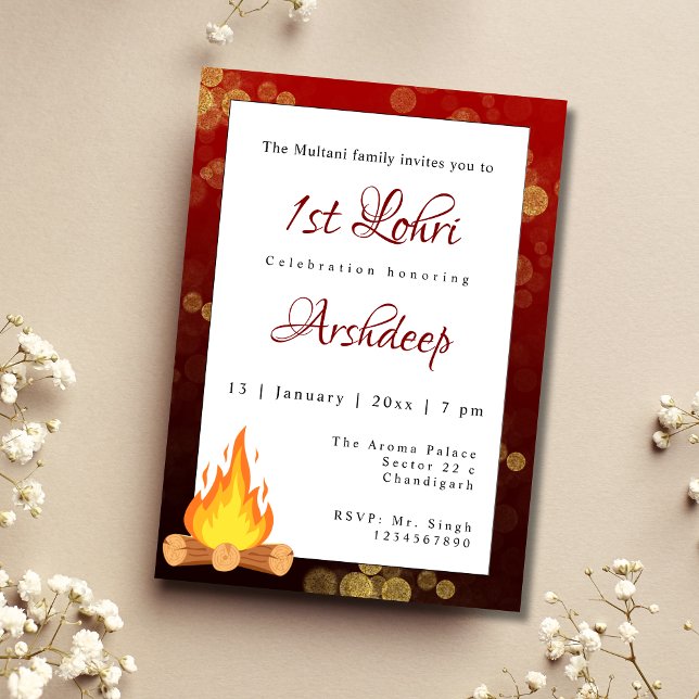 Carte d'invitation Lohri Première invitation Lohri (Créateur téléchargé)