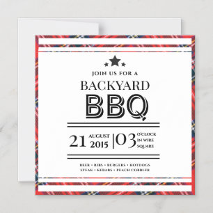 Carte d'invitation magnétique pour fête BBQ rouge