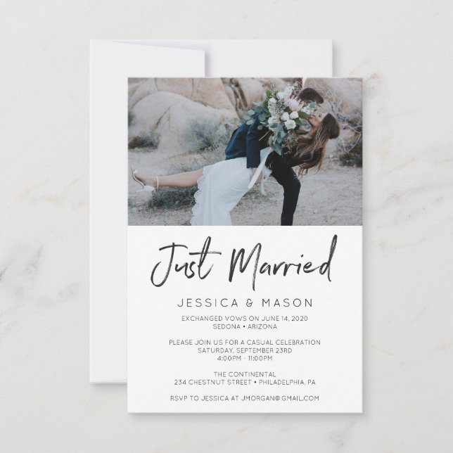 Carte d'invitation manuscrite pour mariage intime (Devant)