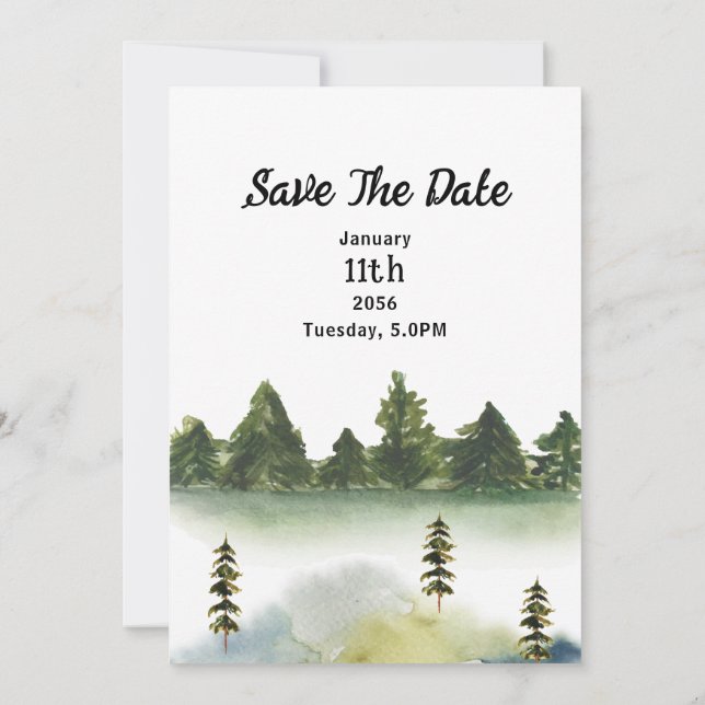 Carte d'invitation mariage d'hiver aquarelle desig (Dos)