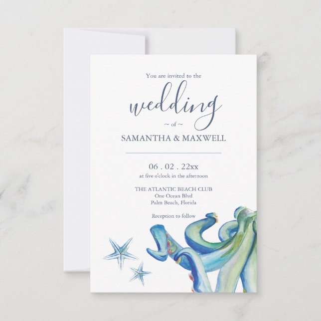 Carte d'invitation Mariage Plage personnalisée Car (Devant)