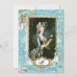 Carte d'invitation Marie Antoinette Roses et dente