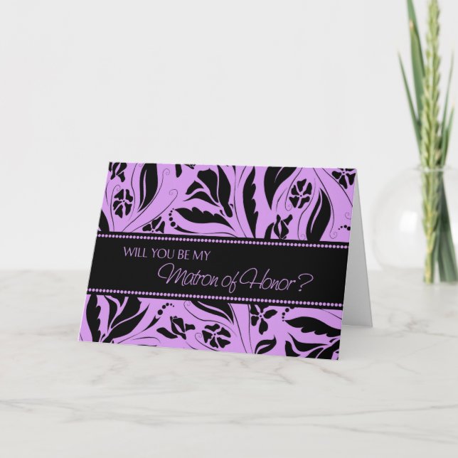 Carte d'invitation Matron d'honneur Fleurs violett (Devant)