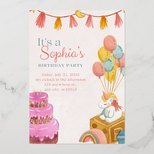 Carte d'invitation minimaliste d'anniversaire mode (Recto)