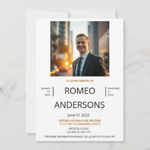 Carte d'invitation minimaliste du service commémor