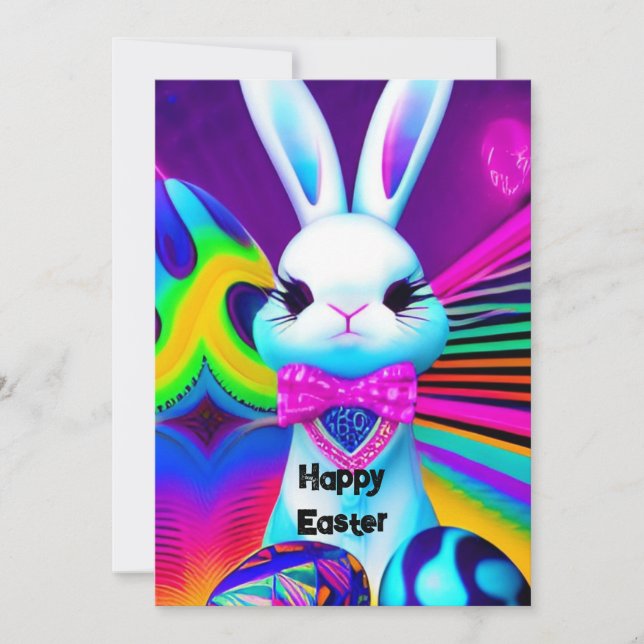 Carte d'invitation modèle Lapin de Pâques (Devant)