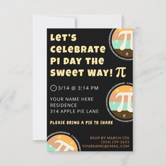 Carte d'invitation modèle pour une fête de la tart (Devant)