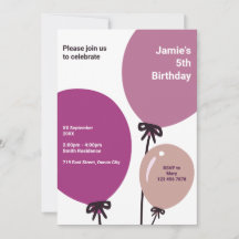 Carte d'invitation moderne 5e anniversaire Balloon