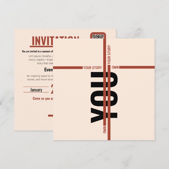 Carte d'invitation moderne pour événement motivant (Devant / Derrière)
