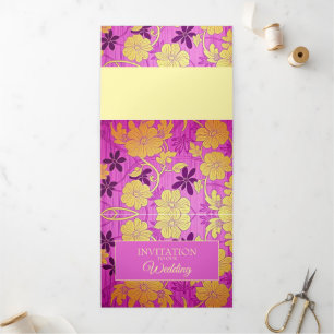 Carte d'invitation motif doré rose ORIENTAL