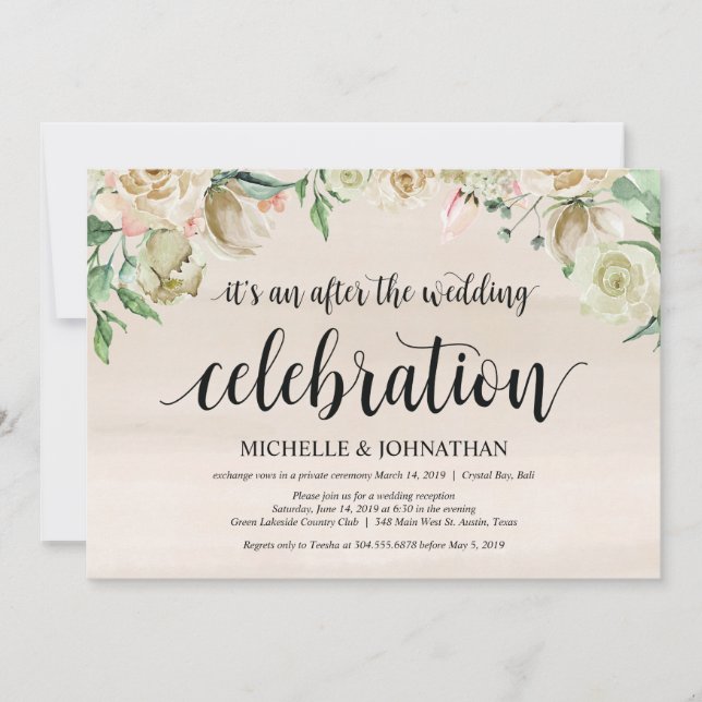 Carte d'invitation Neutral Spring Elopement (Devant)