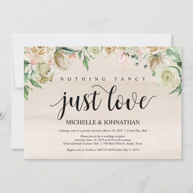 Carte d'invitation Neutral Spring Elopement (Devant)
