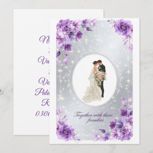 Carte d'invitation Nikkah à fleurs violettes 2026