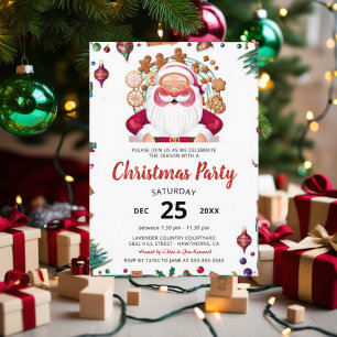 Carte d'invitation Noël Père Noël Watercolor