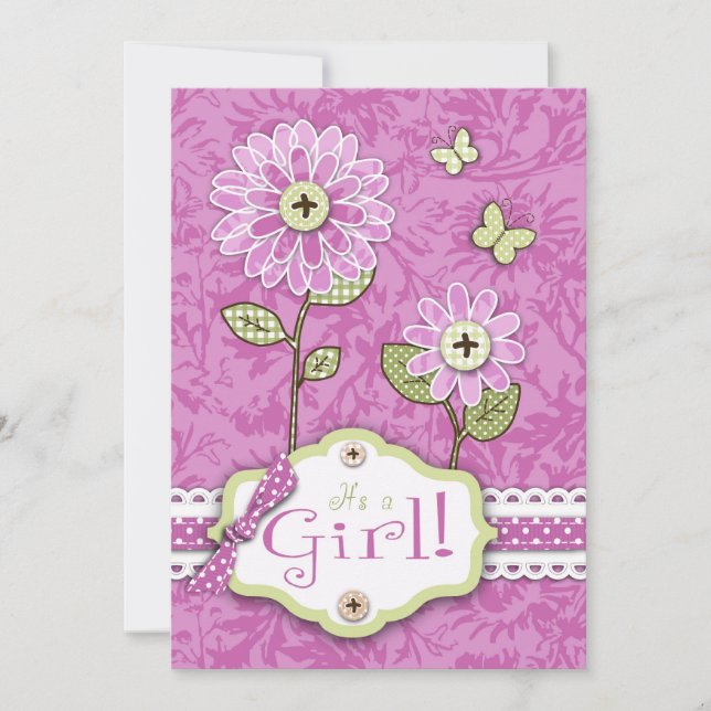 Carte d'invitation Organza Flowers Pink (Devant)