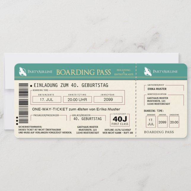 carte d'invitation originale pour les 40 ans (Devant)