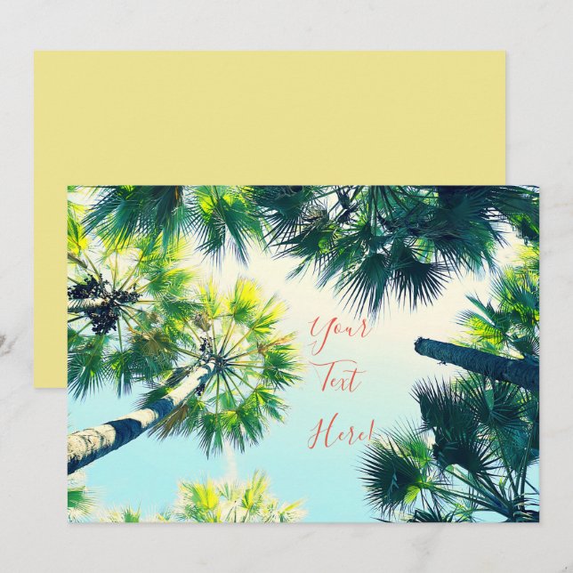 Carte d'invitation Palmiers Ciel Été Vibes Heureus (Devant / Derrière)