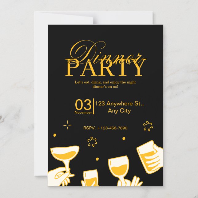 Carte d'invitation personnalisable pour dîner (Recto)