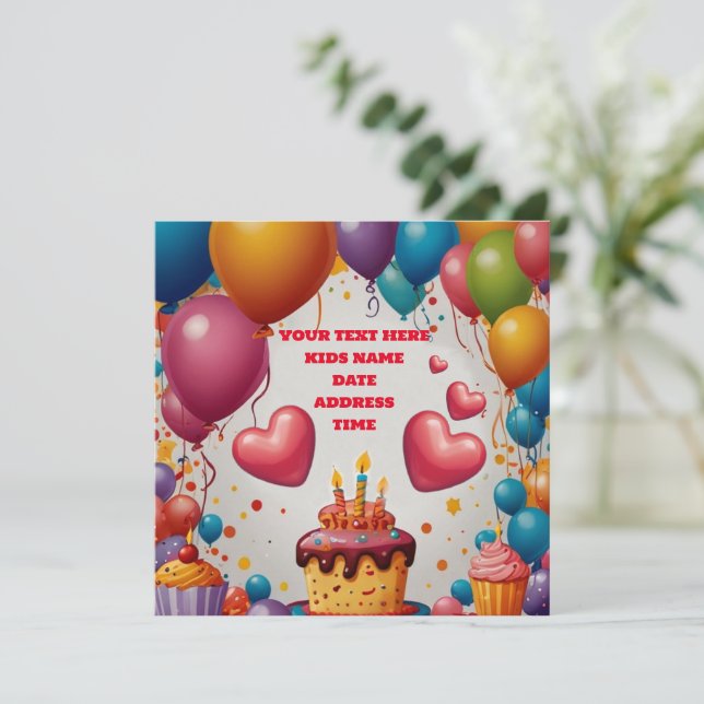 Carte d'invitation personnalisée d'anniversaire (Debout devant)