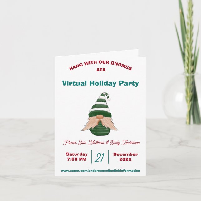 Carte d'invitation personnalisée Gnome de Noël (Devant)